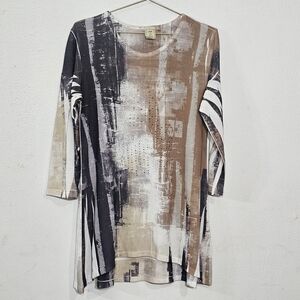 Jess & Jane Artistic Brushstroke Women's Tunic Top Sz S
